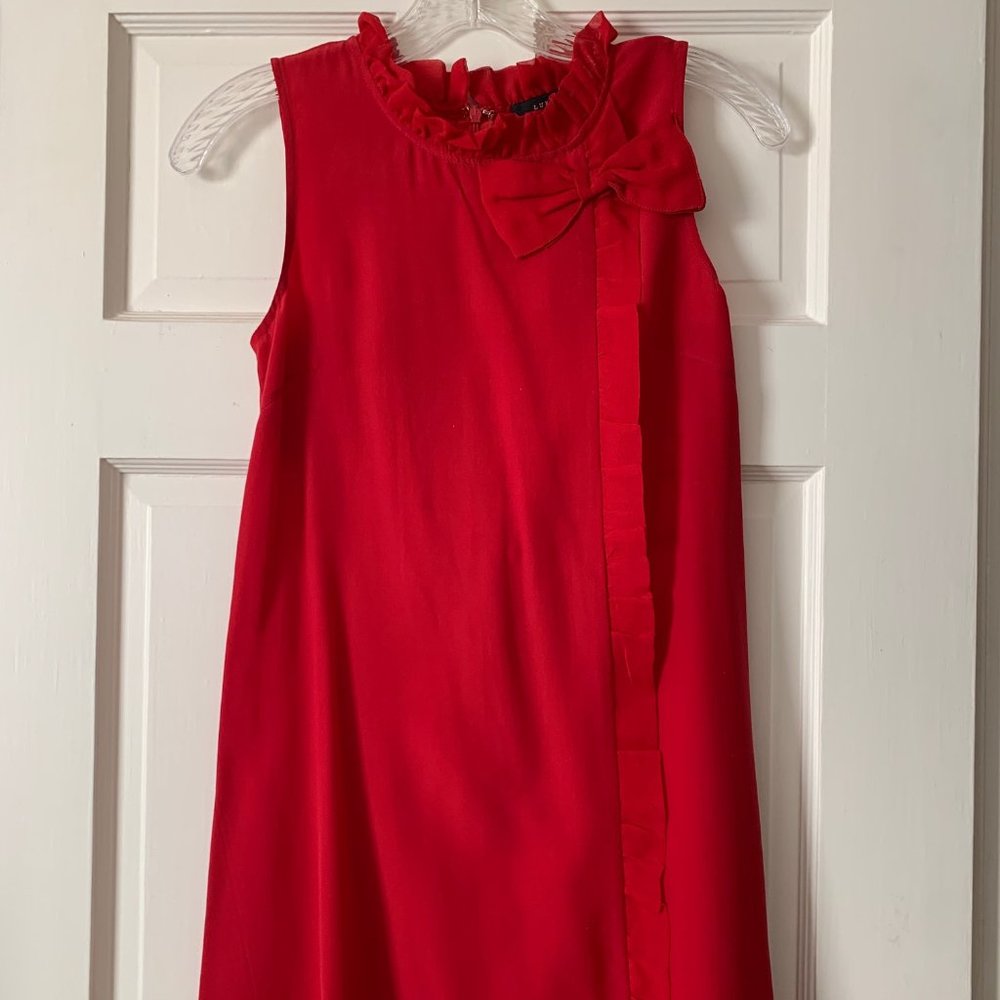 Delicate Silk Red Dress with Bow